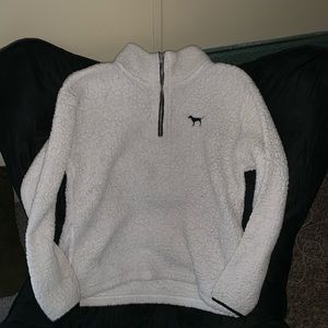 Cream half zip crew neck